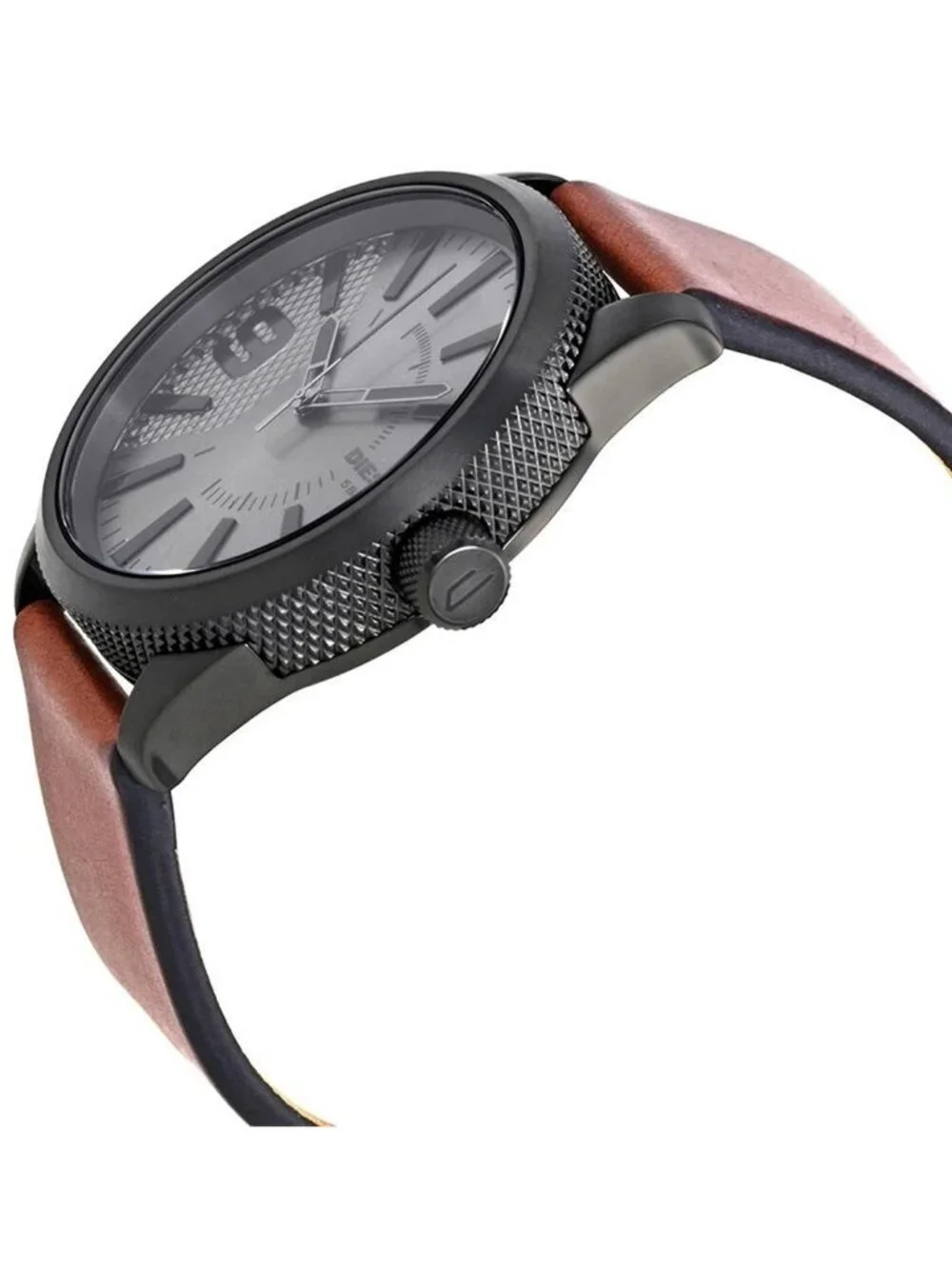 NWT Diesel Rasp Grey Dial Brown Leather Men's Watch